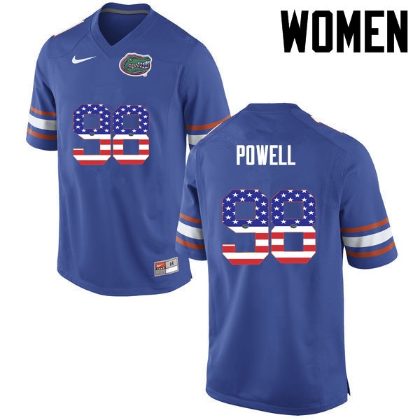 Women Florida Gators #98 Jorge Powell College Football USA Flag Fashion Jerseys-Blue - Click Image to Close